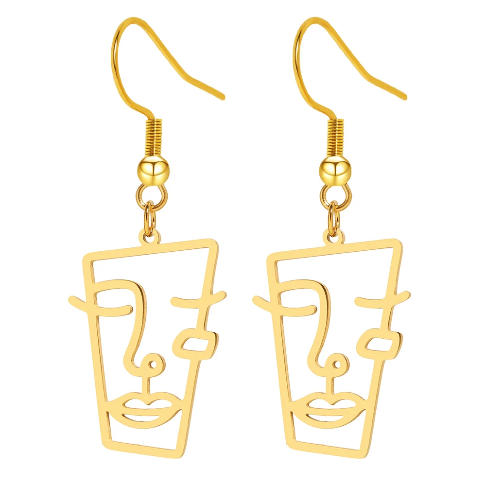 Sc5b4b7d58459408aa1c27c045b0b05c89 Stainless Steel Earrings Trend Abstract Irregular Face Statue Pendants Statement Fashion Chic Dangle Earrings For Women Jewelry Mallzona