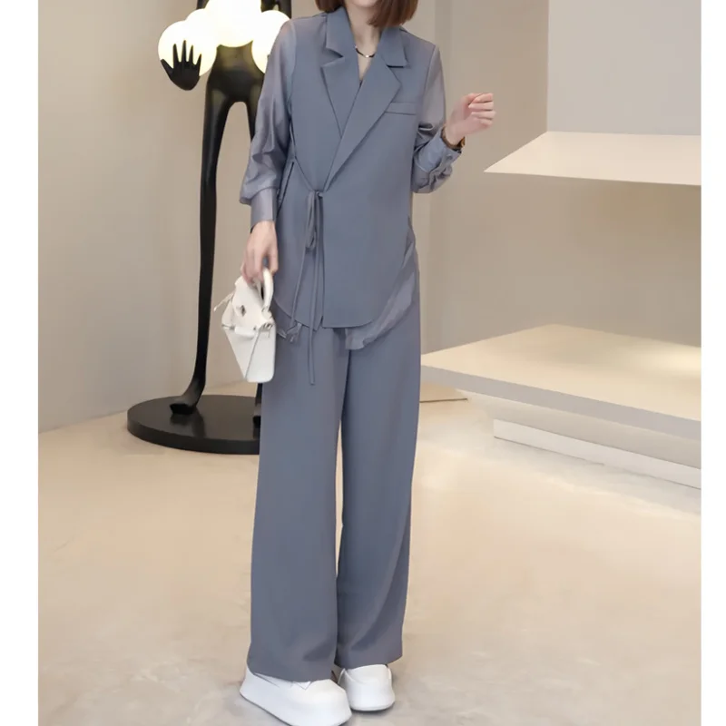 

Women's Senior Sense of Casual Temperament Two-piece Set 2023 Summer New Design Splicing Suit Thin Section Suit Women's 2-piece