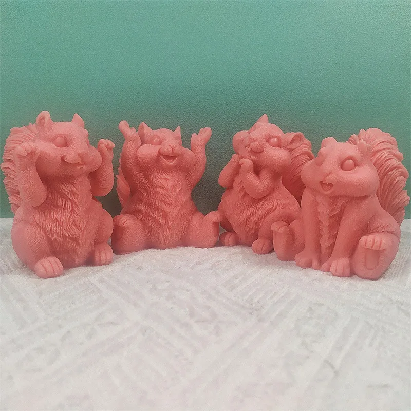 Silicone Mold For Wedding Festive Candle Mold Big Cute Squirrel Soap Plaster Molud Aromatherapy Wedding Gifts Handmade