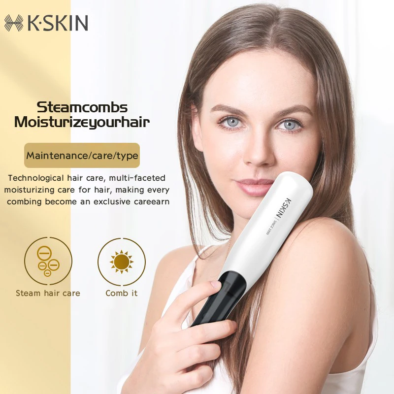 New Hot Mist Care With Water&Anti-scalding Electric Intelligence Curling Hair Steaming Straightener Brush 2 In 1 Comb