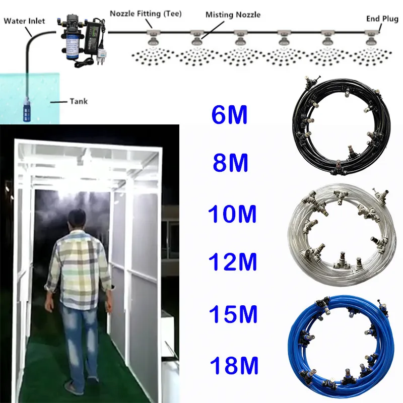 A11 Electric sprayer 12V water pump 6M-18M disinfection watering kits 6mm slip lock fine fog nozzles garden mist cooling system electric sprayer