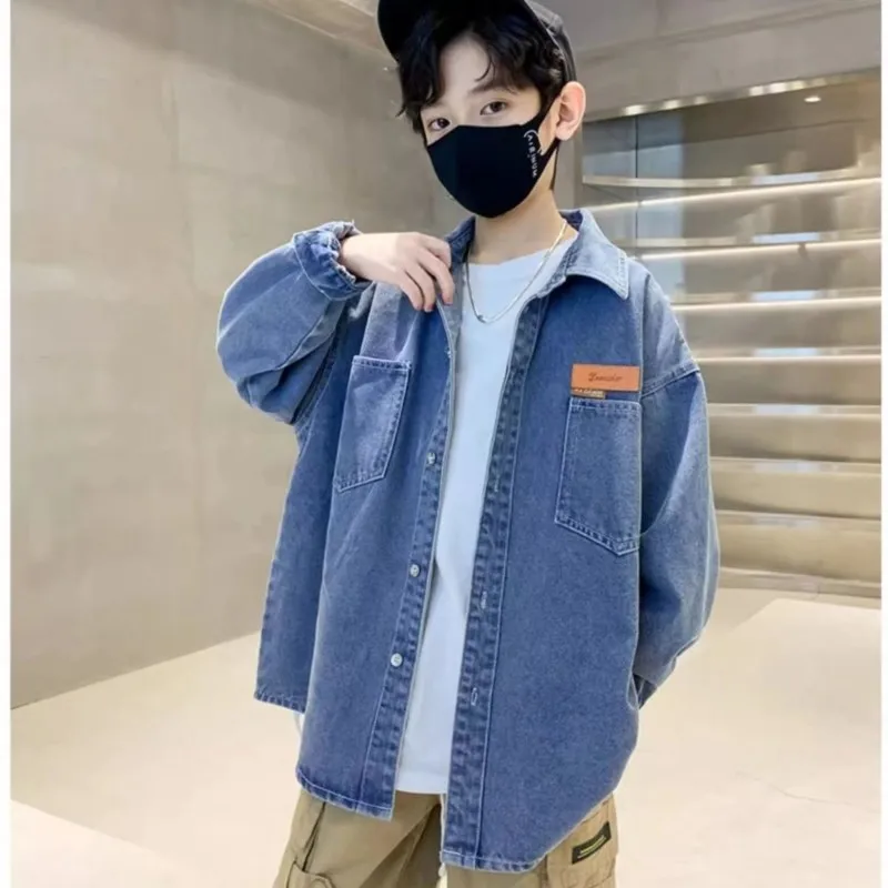 New Spring autumn Baby Girls boys Cotton Denim soild T shirts coat Cute Children kids Clothes