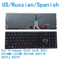 New US Russian Spanish Language  Backlit Keyboard For ASUS Vivobook E510 L510 X521 E510MA L510M X521UA X521IA X521J X521F