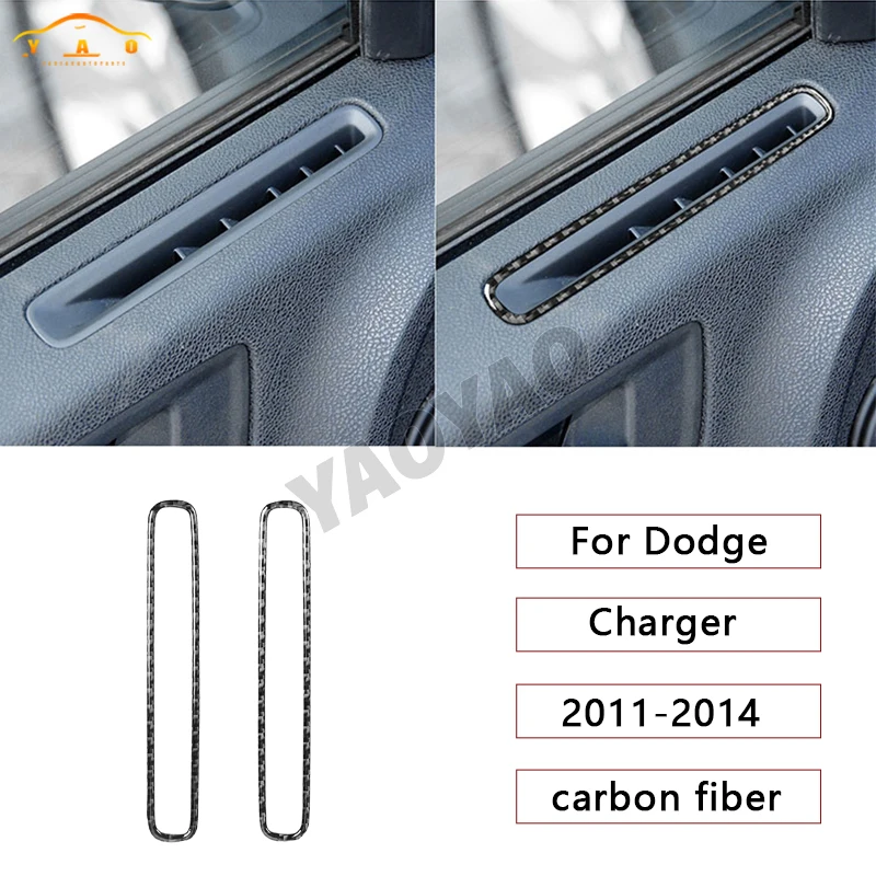 

Interior Trim Side Door Pillar Defogger Vent Carbon Fiber Sticker For Dodge Charger 2011-2014