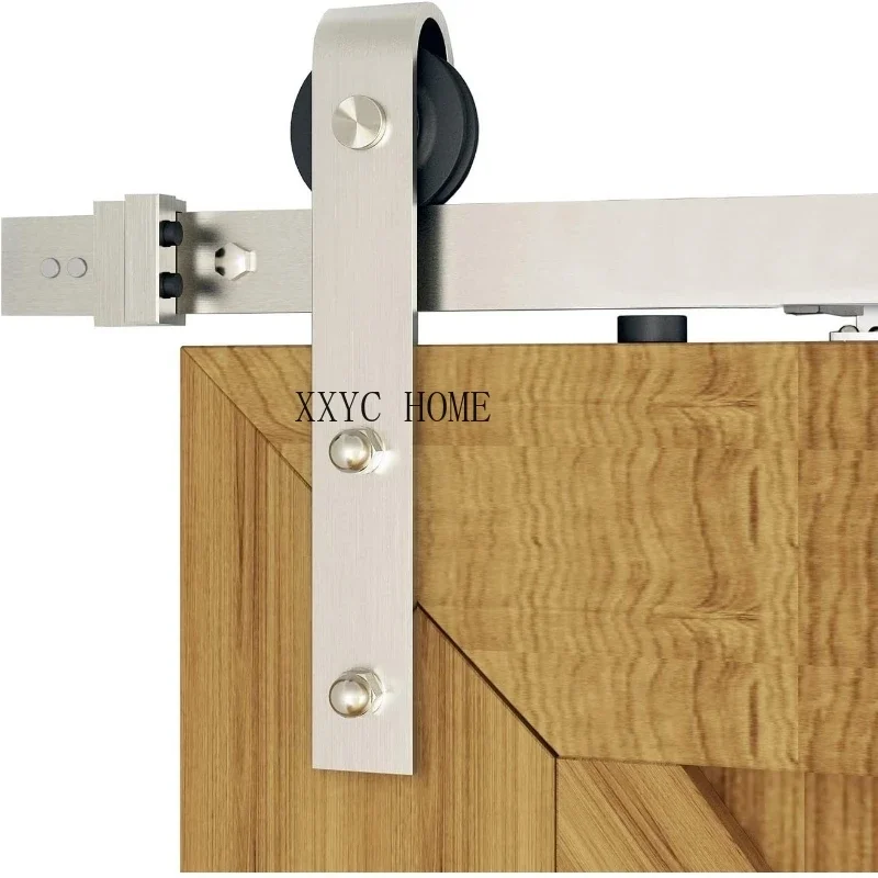 DIYHD 5.5FT Brushed Sliding Barn Door Hardware Two-Side Mechanism, Soft Close kit