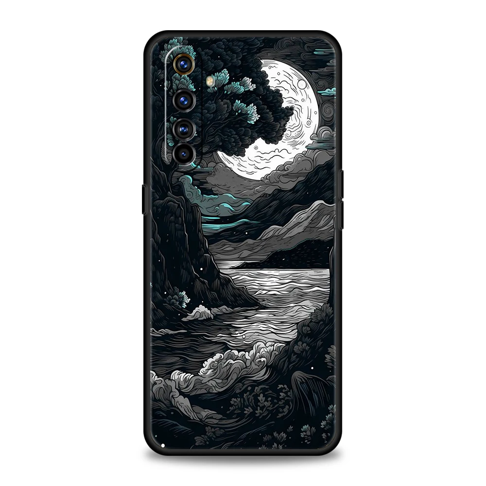 Shockproof Silicone Phone Case with Landscape Painting Design