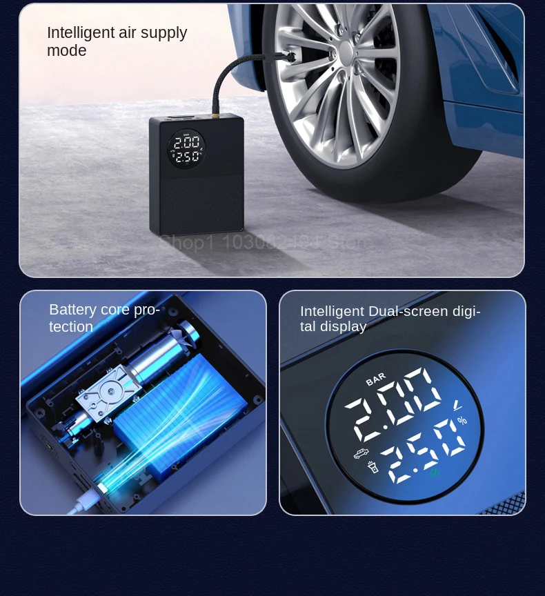 Car Emergency Start Power Supply Digital Display Air Pump 3-in-1 All-in-one Machine Multi-function USB Charging Treasure car jump starter,jump starter