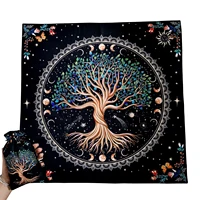 (Free Bag)1pc 29x29In Altar Tarot Card Tablecloth Divination Tree of Life Tarot Tablecloth  Playing Card Mat Velvet Tarots Bag 2