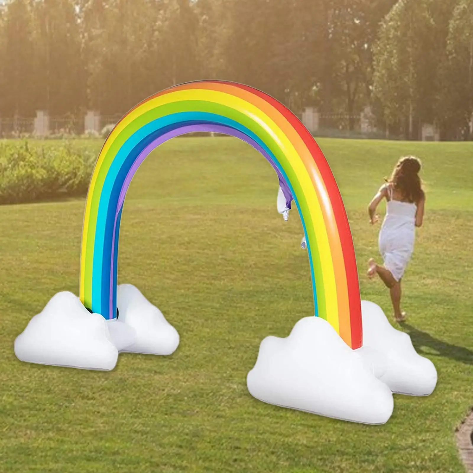 Inflatable Rainbow Sprinkler PVC Colorful Portable Outdoor Lawn Sprinkler Bridge for Child Outside Pool Parties Garden Adults Inflatable Rainbow Sprinkler PVC Colorful Portable Outdoor Lawn Sprinkler Bridge for Child Outside Pool Parties Garden Adults