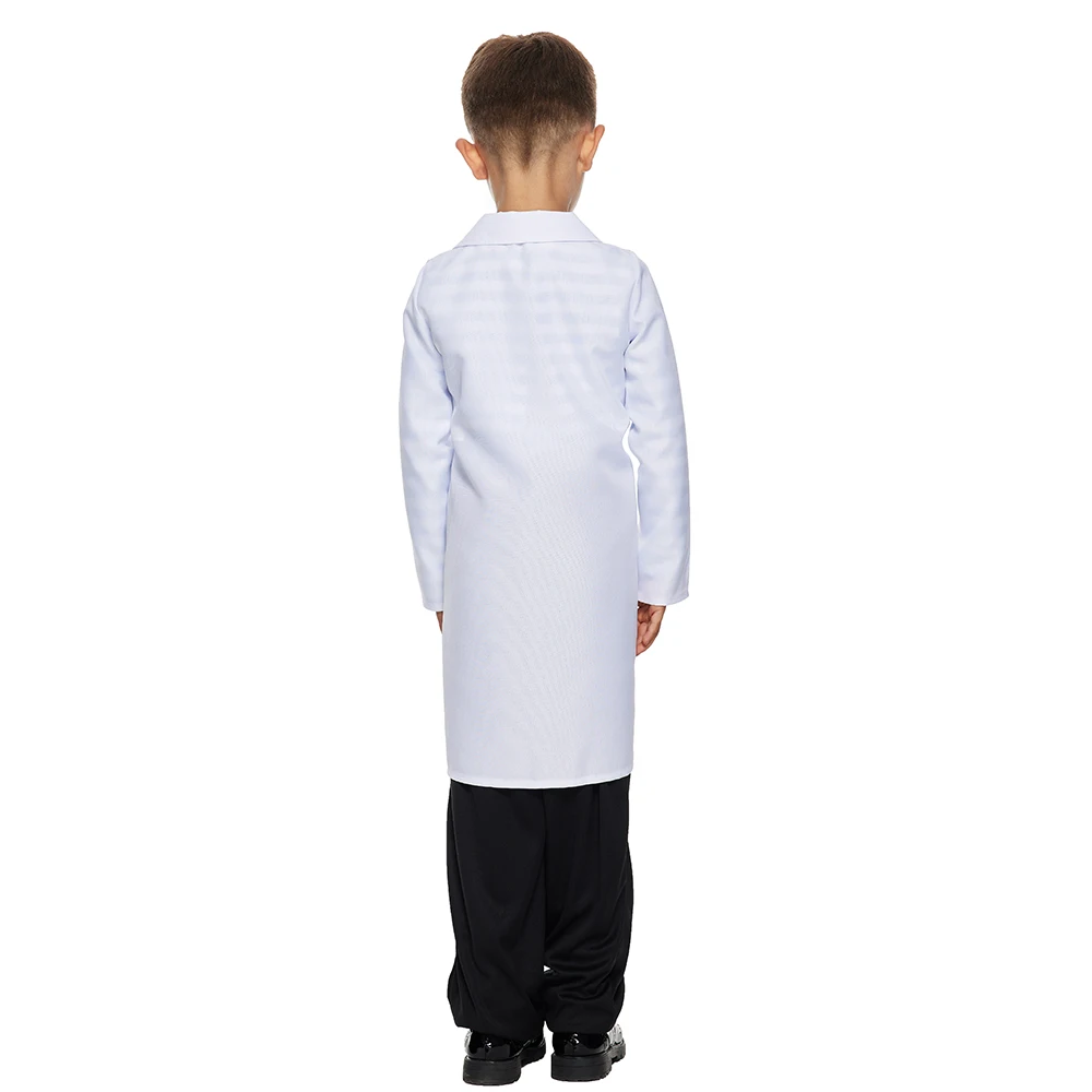 Family Halloween Costume Mad Scientist With Wig White Unisex Lab Uniform Carnival Party Purim Stage Performance Props