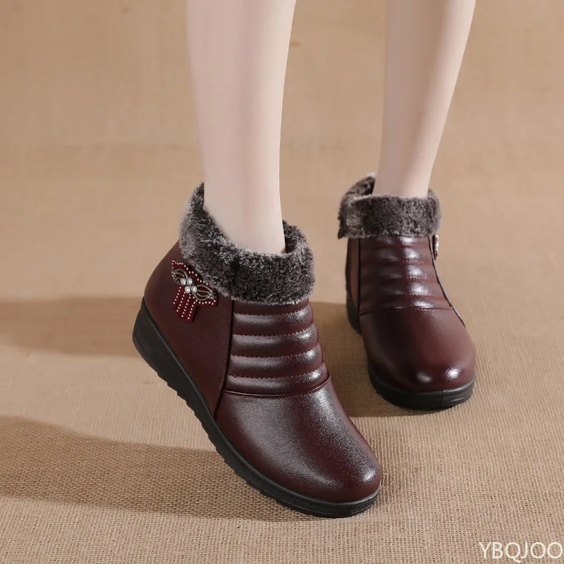 2025, große Größe, neuer Winterstil mit Plüsch-Baumwollschuhen für ältere Menschen mittleren Alters, rutschfeste, bequeme Stiefel mit weicher Sohle – Detail 8