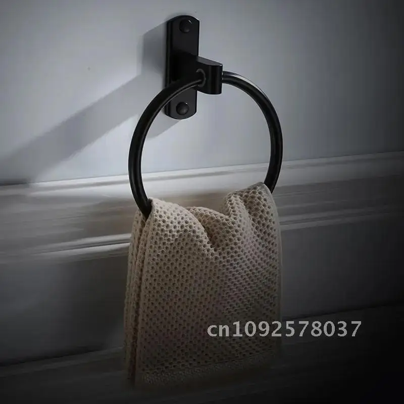 Finish Stainless Steel Bathroom Towel Holder Wall-Mounted Round Towel Rings , Rack Ring Bathroom Rack Space Aluminum