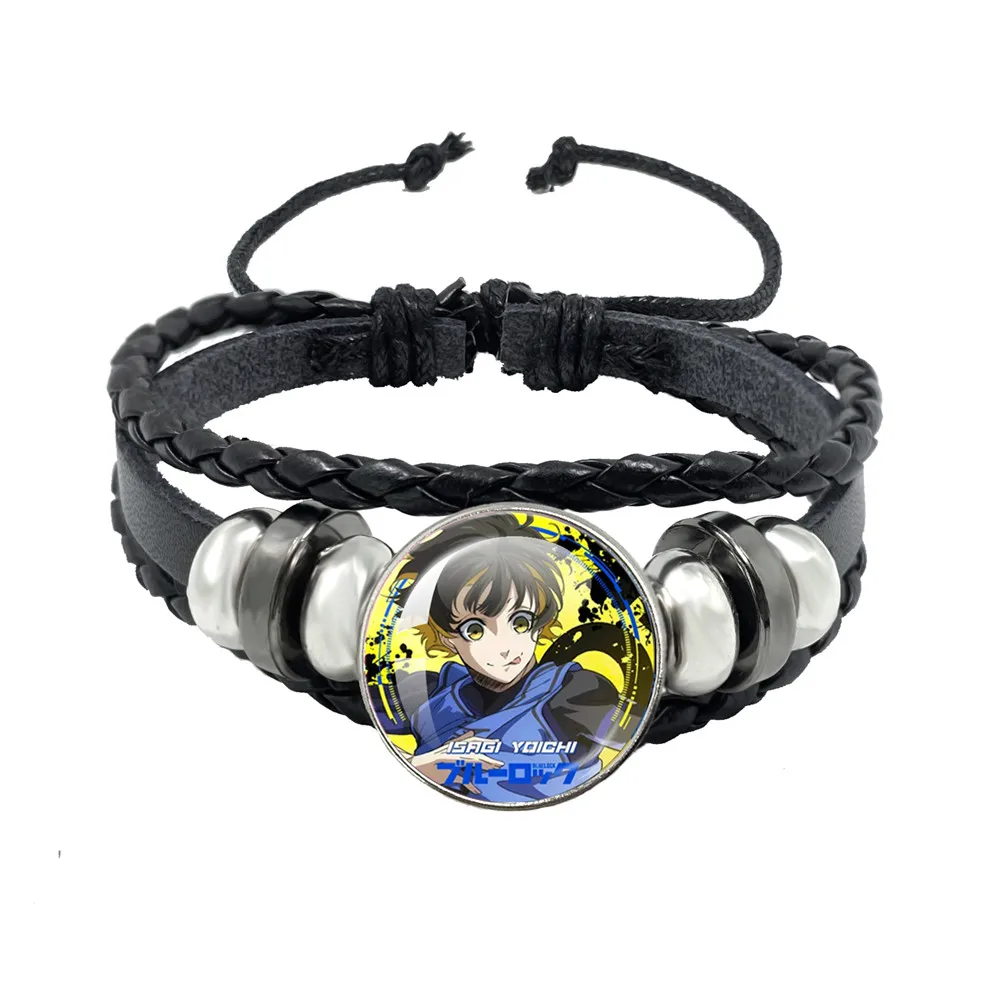 thumbnail image 1 of BlUE LOCK Cosplay Personaje de Anime Isagi Yoichi Chigiri Bachira pulsera de cuero con cabujón de cristal de dibujos animados para regalo para un amigo, 1 of 4