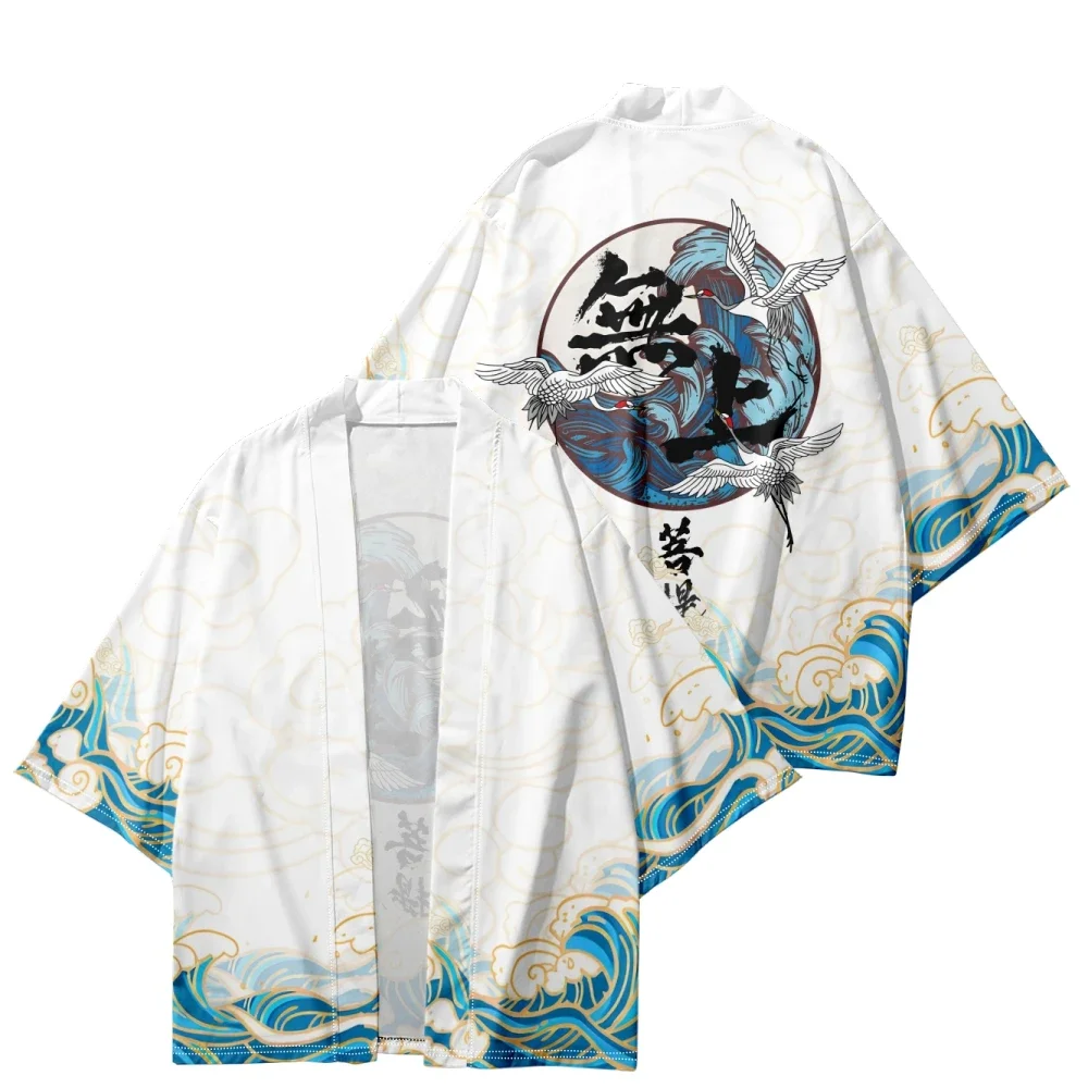

Summer Japanese Kimono for Men/Women Harajuku Fashion Traditional Short Sleeves Beach Shirt Bathrobes Kimono Yukata Jacket Chic