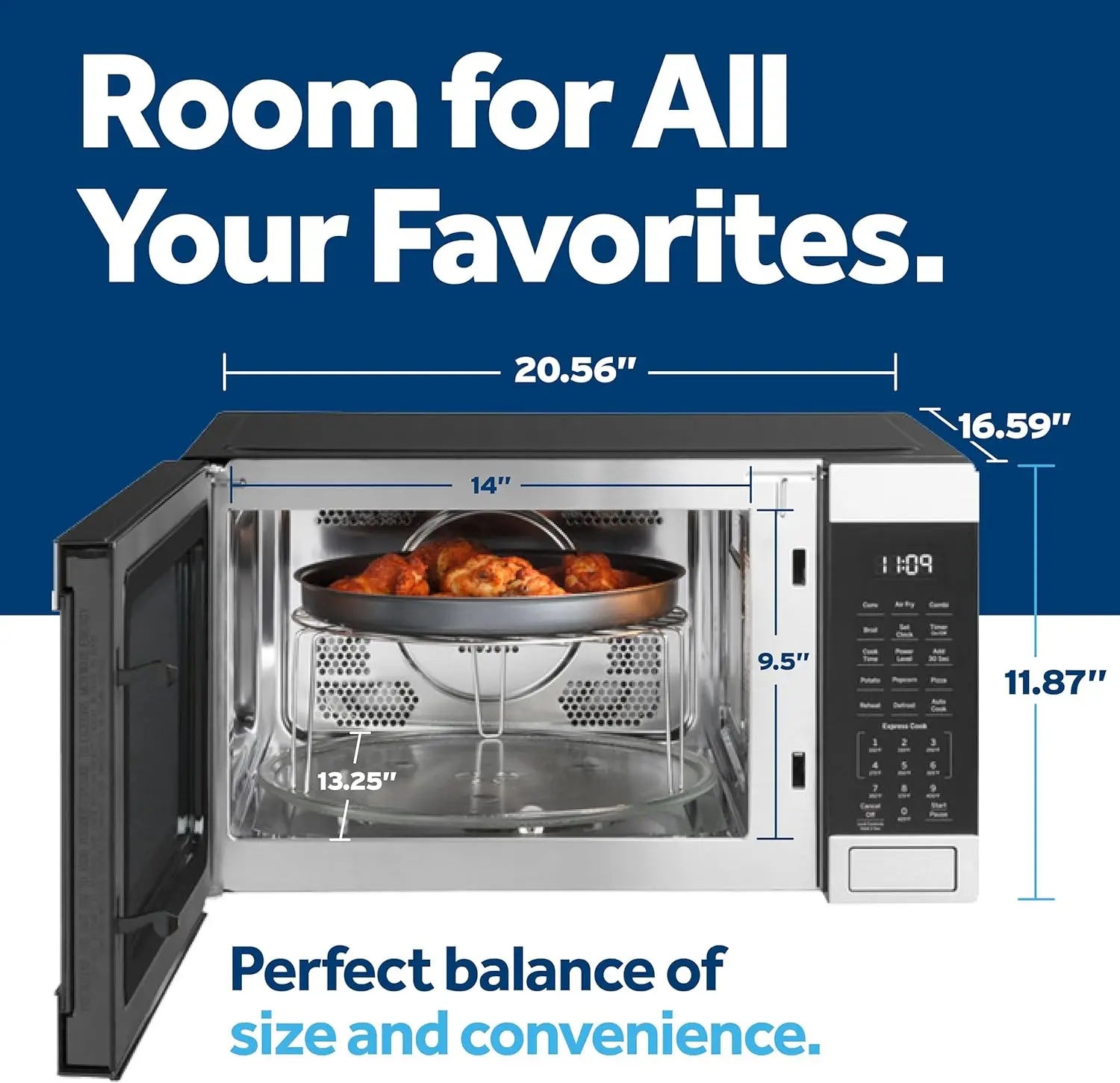 10A1  4-in-1 Microwave Oven, 1,050 Watts Air Fryer, Broiler & Convection Mode, Kitchen Essentials for The  or 3