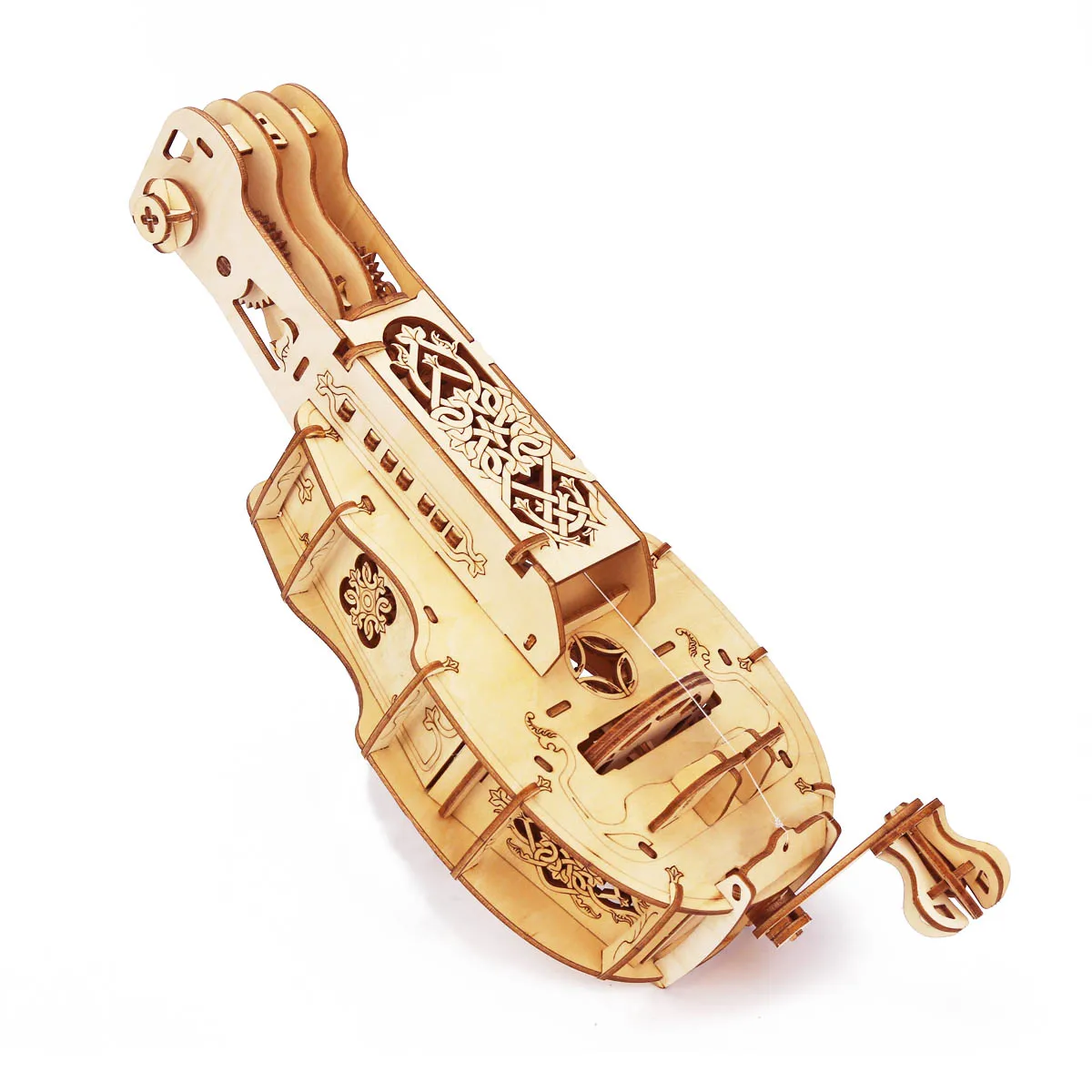 Hurdy Gurdy Mechanical Model DIY Musical Instrument 3D Wooden Puzzle Building Kits Birthday Gift For Adults and Kids 3