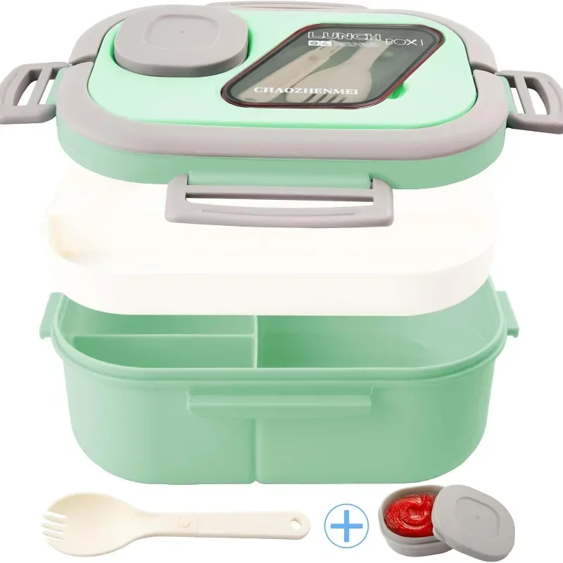 Chchmu Bento Box Con Scomparti E Stoviglie – Contenitore Portatile A Prova Di Perdite Per Microonde, Congelatore E Lavastoviglie - 4