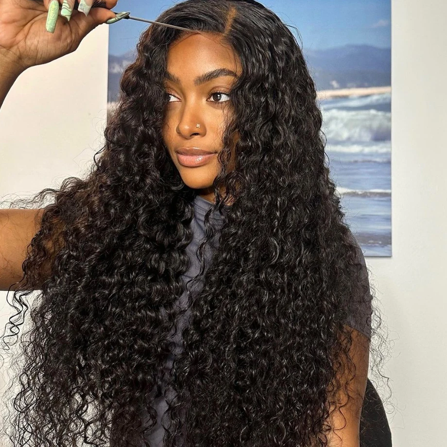 

13x6 Deep Wave Frontal Wig Brazilian Human Hair Wigs For Women 30 Inch Water Wave Curly Lace Front Human Hair Wig