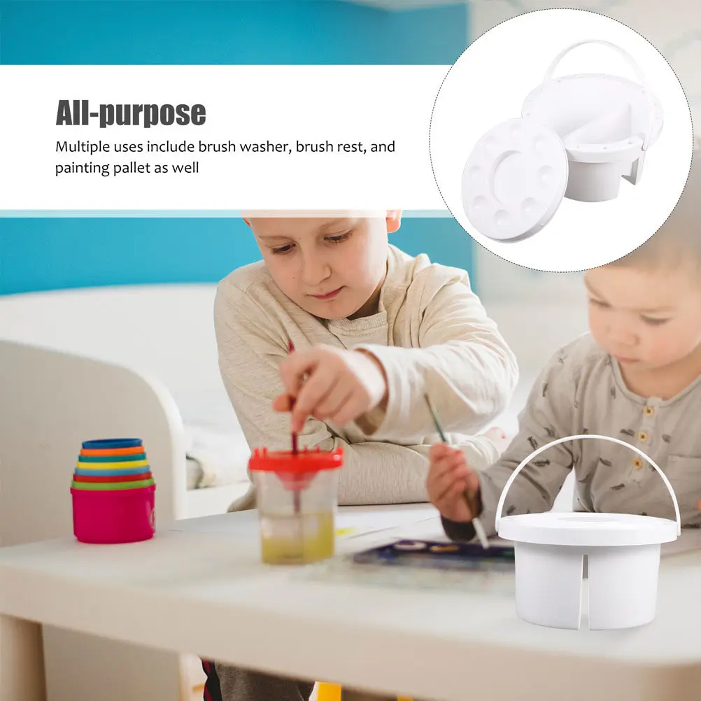 2Pcs 견고한 경량 브러시 세척 용기 페인팅 브러시 클리너 아트 클래스 오일 페인트 워시 배럴 다기능