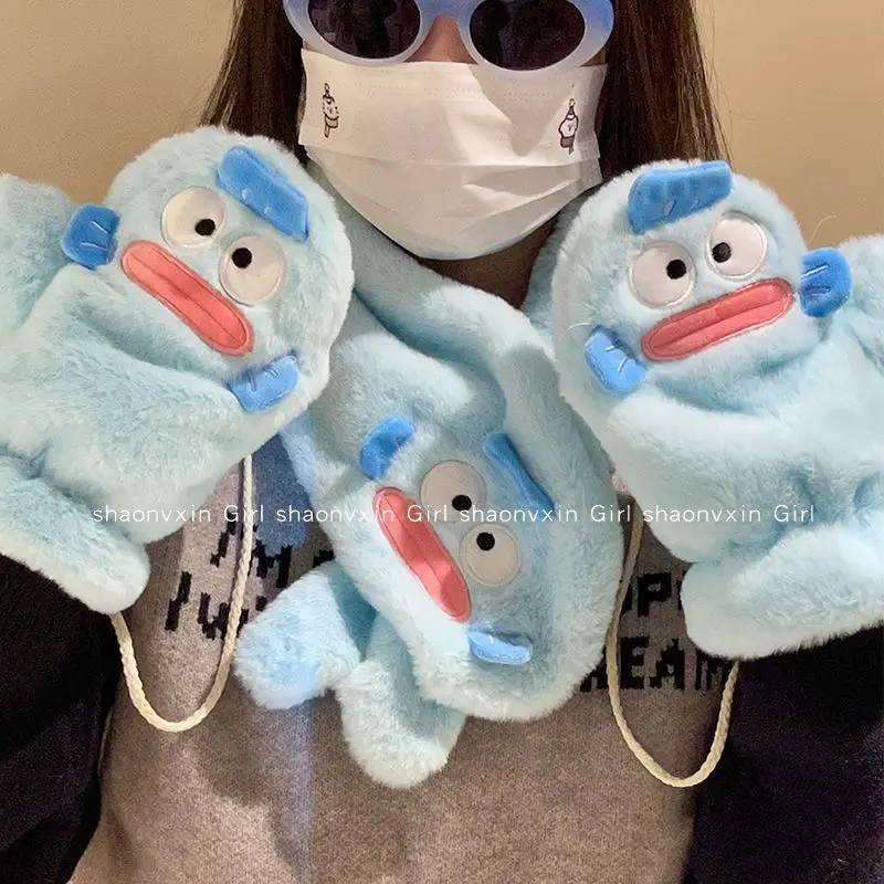 

Hangyodon Sanrio Plush Kawaii Cartoon Anti-Cold Warm Scarf Hanging Neck Finger Gloves Anime Plush Toy for Girl Birthday Gift