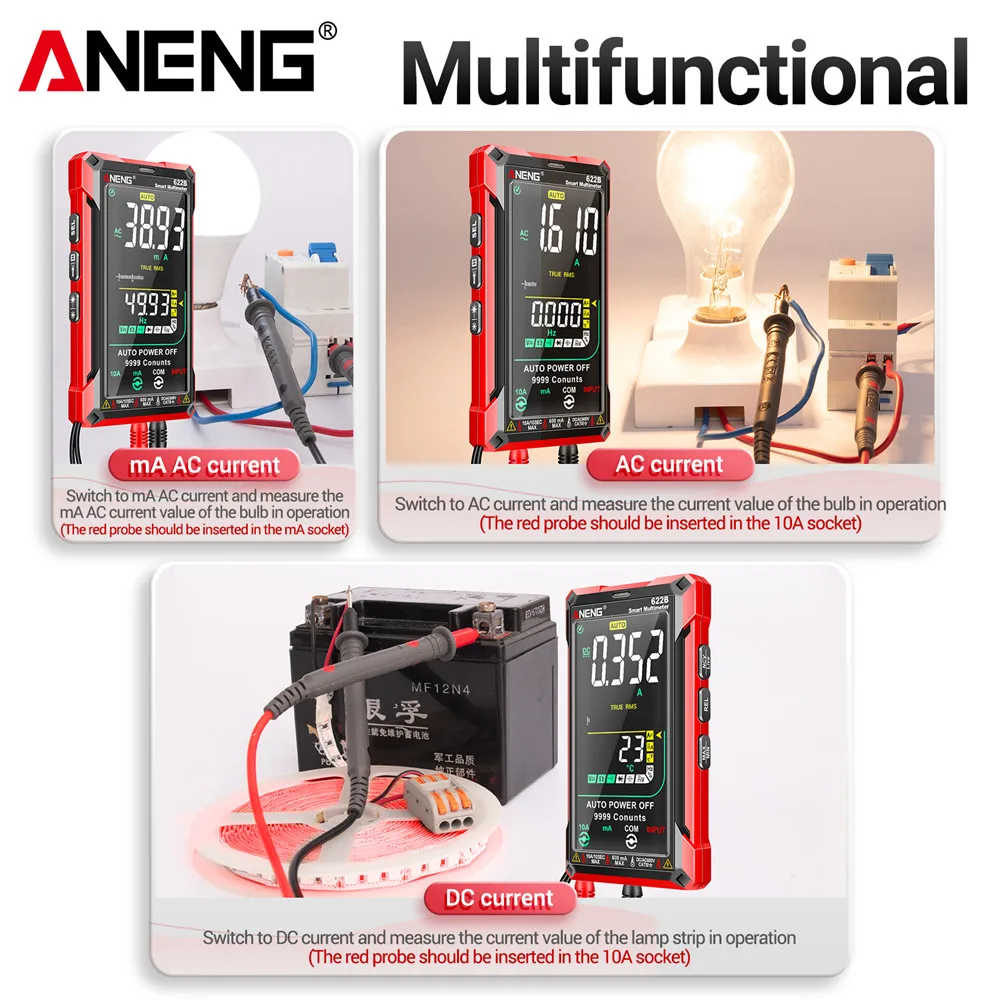 ANENG 622B  Ʈ Ƽ, ׽ , ڵ  True RMS, DC, AC 9999 Ƽ׽,  , ĿнϽ 