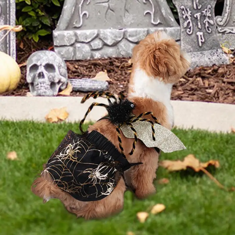 Spider Costume For Dogs Horror Cosplay Costume For Halloween Gothic Lightweight Dog Apparel Holiday Pet Skirt Celebrations