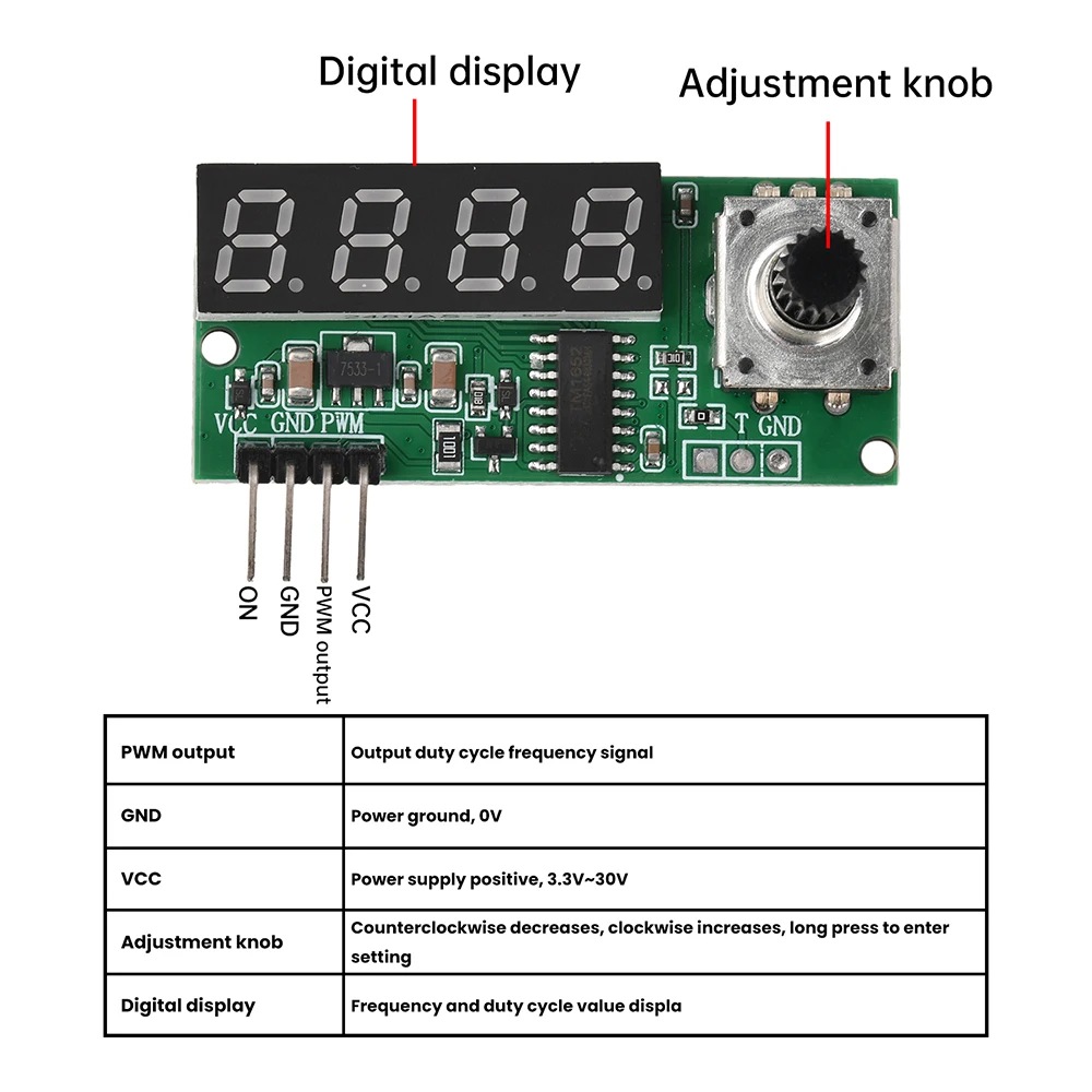 Modulo Generatore di Segnale PWM con Ciclo di Lavoro Regolabile, Gamma di Frequenza 1Hz-5MHz e Display Digitale per il Controllo della Velocità del Motore - immagine 2