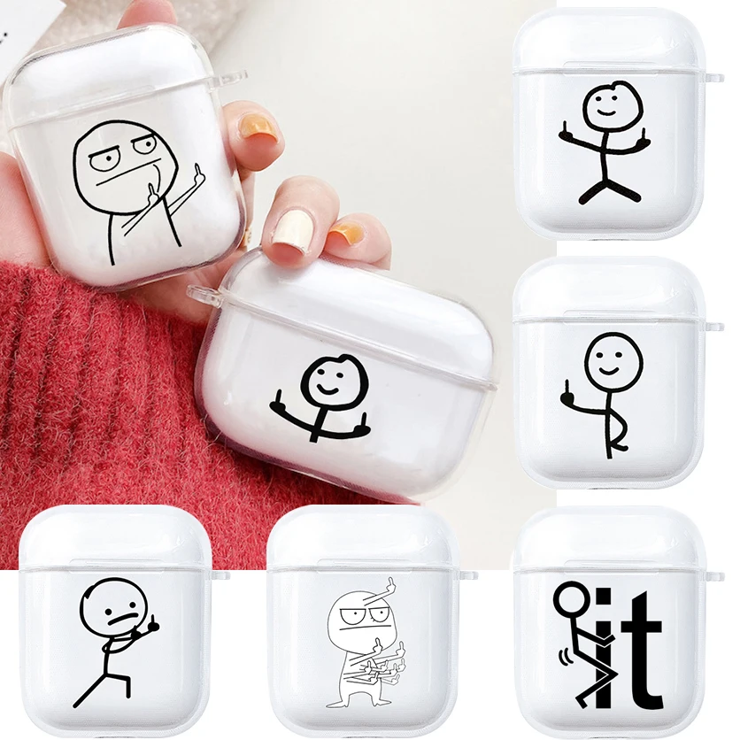 

Funny Man Soft silicone TPU Case For AirPods 1 2 3 Clear Silicone Wireless Bluetooth Earphone Box Cover For AirPods Pro2