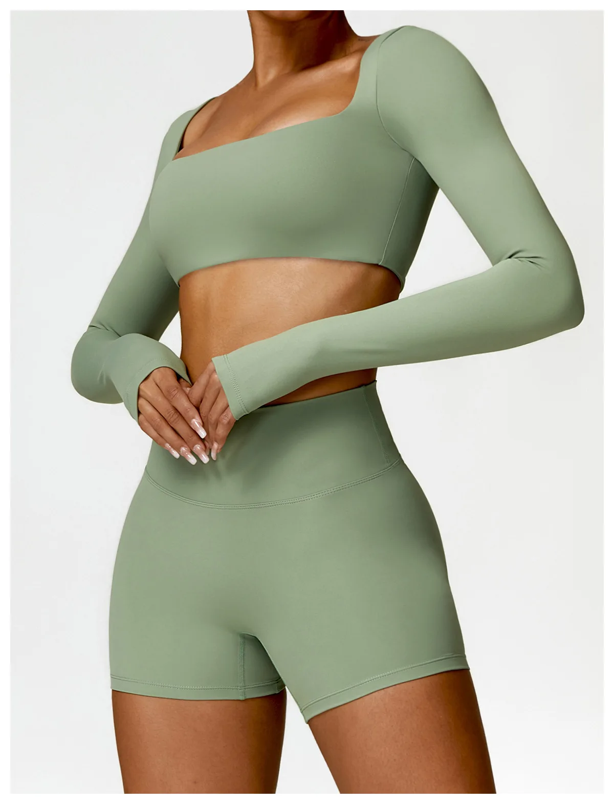2PCS Women Tracksuit Yoga Set Sportswear Workout Athletic Wear Gym Legging Fitness Crop Top Long Sleeve Sports Suits Push Up