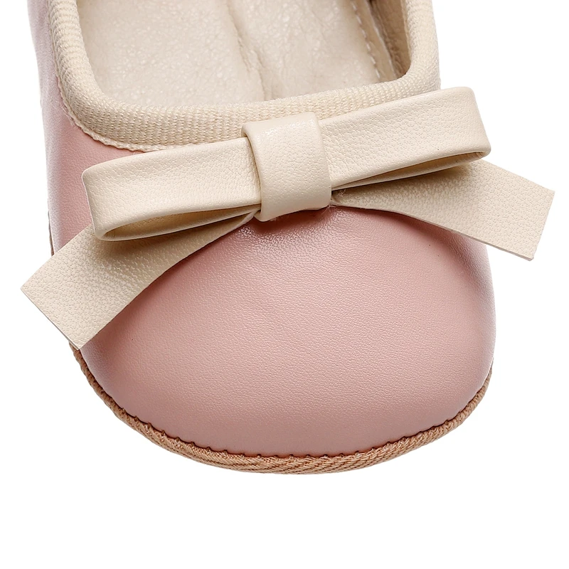 VISgogo Baby Girl Princess Shoes Premium PU Mary Jane Flats Infant Bow First Walker Crib Shoes for Party Festival Baby Shower 5