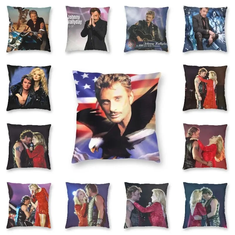 

Johnny Hallyday Pillowcover Home Decorative Singer French France Cushion Cover Throw Pillow for Sofa Double-sided Printing