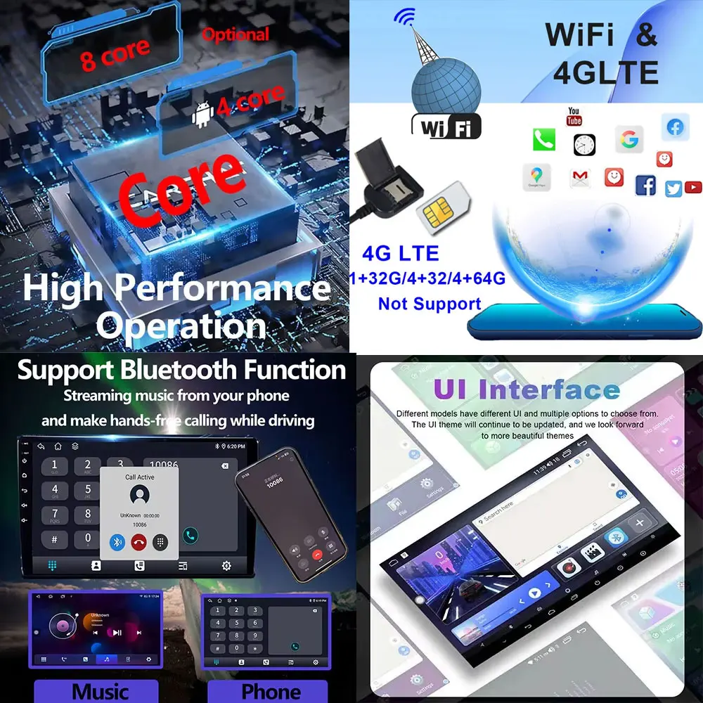 Android Auto Car Radio for Ford Fiesta MK7 (2009–2017) – 4G LTE WiFi Multimedia Player with GPS Navigation, Wireless CarPlay, DSP Sound, and Touchscreen Display 6