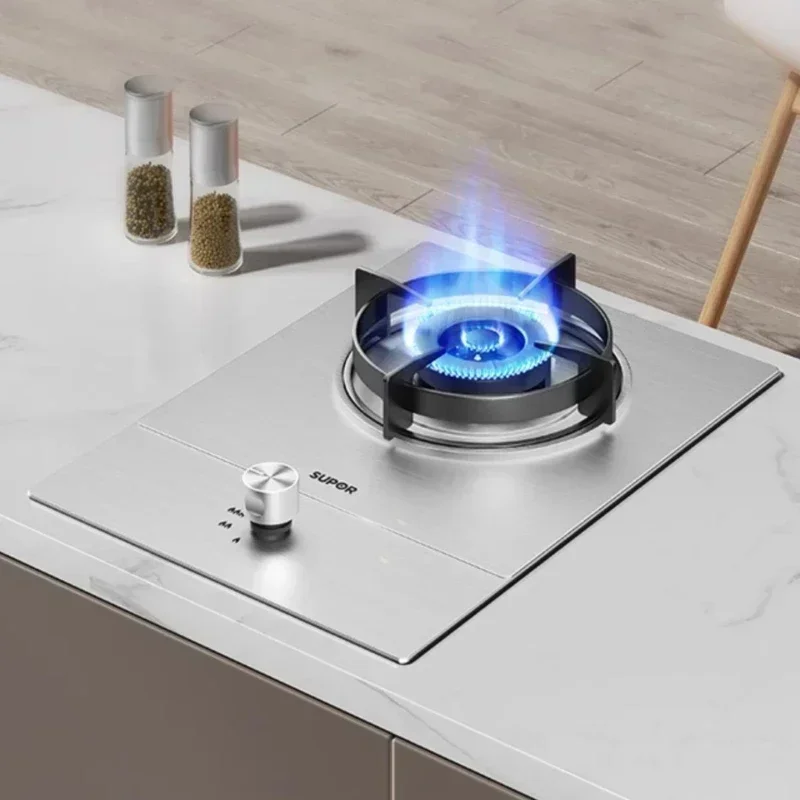Stainless Steel Gas Stove - Household, Table Embedded Dual-Purpose, Pulse Electronic Ignition, Flameout Protection. 4
