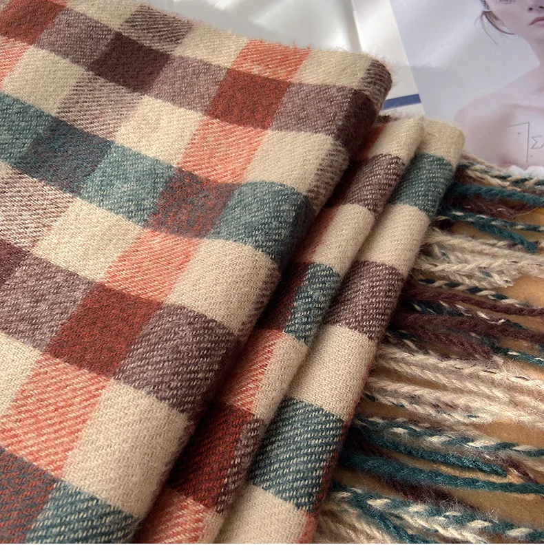 2025 Pamwallymensa Women's Scarf Winter Luxury Brand Tippet Scarves for Ladies Plaid Shawls Warm British Style Thicken Man