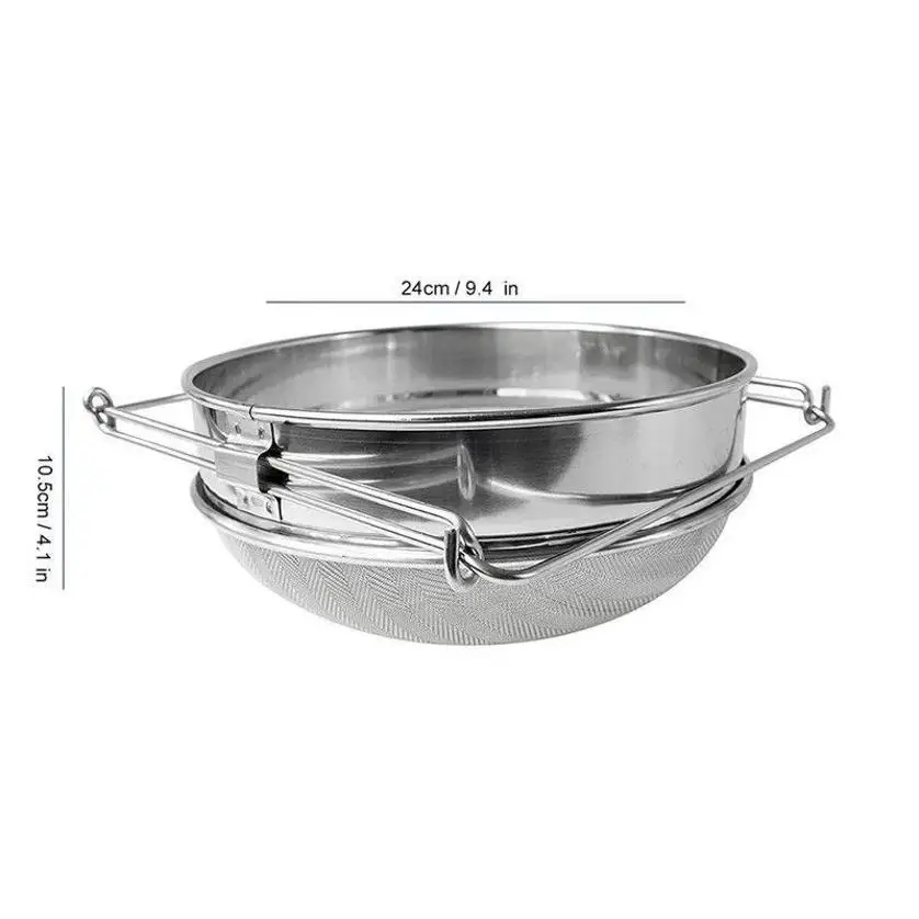 1 Pcs Stainless Steel Honey Filter Double-Screen Honey Particle Filter Multi-Function Adjustable Fine Mesh Sieve Filter Screen