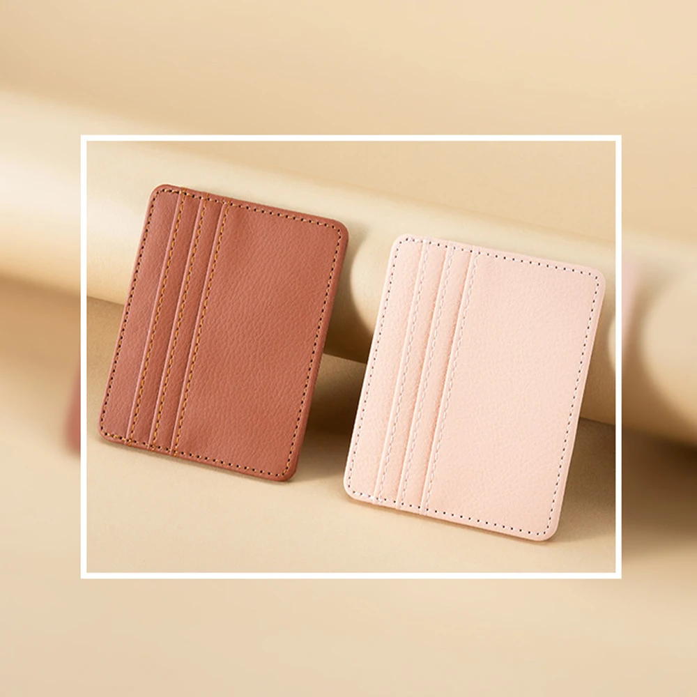 Baellerry Classic Small Card Holder, Simple Stitching Design, Compact and Portable Mini Card Holder