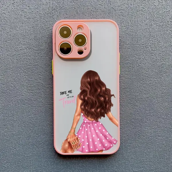 Niedliche Cartoon-Handyhülle mit handgezeichnetem schönen Mädchen für iPhone 16 15 14 Pro Max 13 11 12 Mini Pro Max X XR XS 7 8 Plus SE2 Cover – Detail 7
