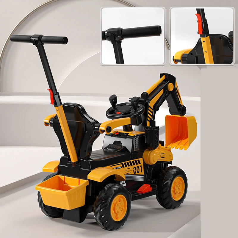 Children's Electric Excavator Construction Vehicle Remote Control Car Excavator Toy with Light and Music For 1-6 years old