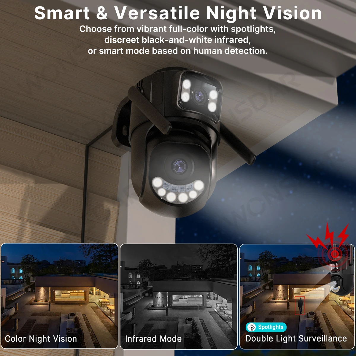 WONSDAR 2.4GHz&5GHz WiFi IP Camera Outdoor Security Protection PTZ Camera Auto Tracking Night Vision CCTV Surveillance iCsee 4