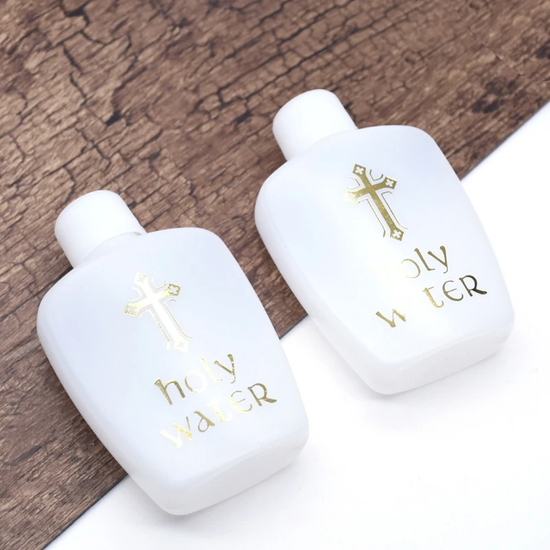 60ml Empty Holy Water Bottle Catholic Travel Size Gold for Cross Holds Container Refillable Catholic Bottle Lourdes Water Bot