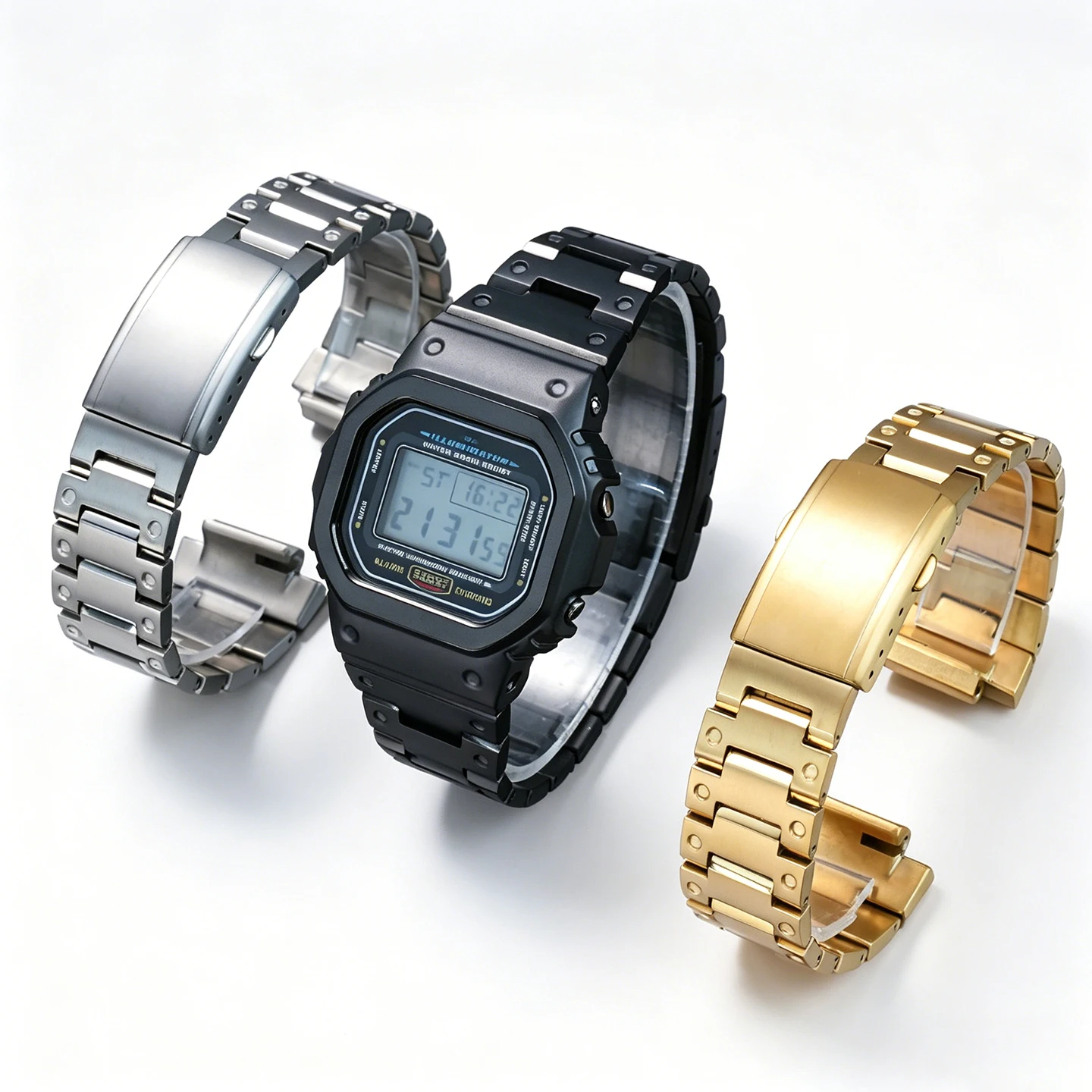 Enhanced Titanium Alloy Metal Case Mod Kit with Stainless Steel Bezel and Watchband + Tool