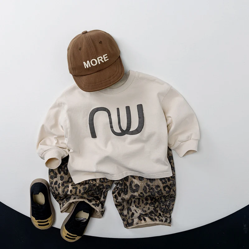 Cotton Kids Leopard Print Casual Pants