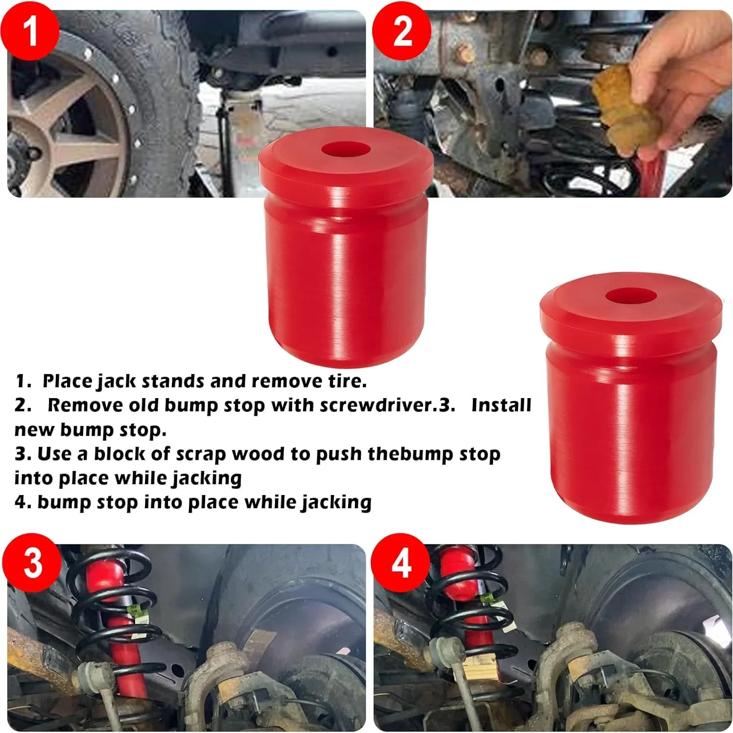 1/2/4pcs 1-1303 1-1304 Bump Stops Kit for Jeep Wrangler JK JKU Sport Rubicon Sahara Freedom Unlimited 2007 -