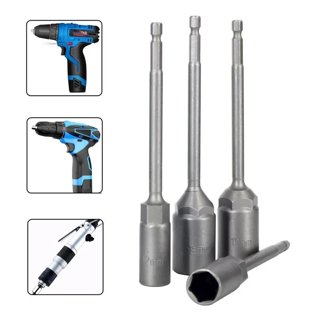 1X 150mm 길이 5.5mm-19mm 육각 너트 드라이버 드릴 비트 어댑터 소켓 렌치-스크루 드라이버 용 확장 슬리브 노즐 어댑터