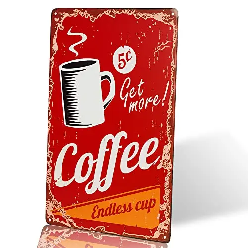dingleiever-Get More Coffee Vintage Retro Tin Sign Funny Endless Cup Metal Poster