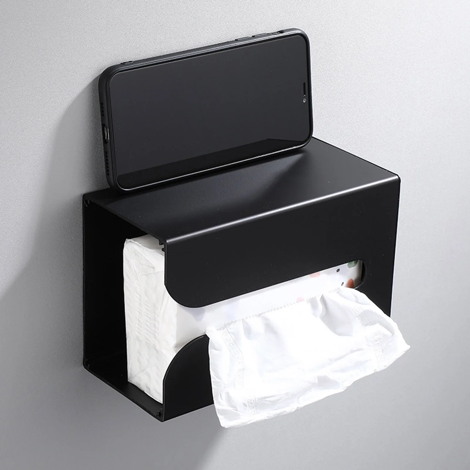 Bathroom Hardware Black Tissue Box Holder Stand Wall Mount for Kitchen Bathroom Toilet Napkin Organizer Household Accessories tissue box tissue dispenser napkin holder
