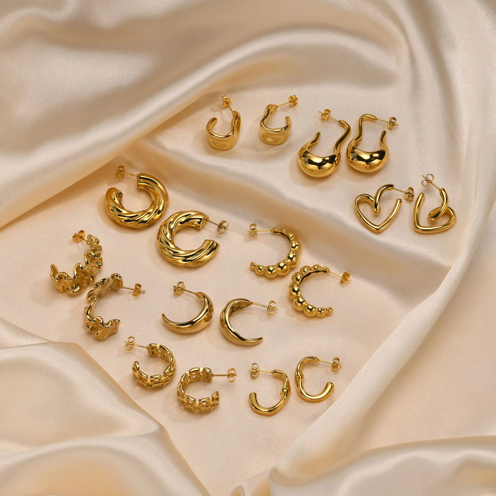 Vnox Chic Gold Color Earrings for Women, Anti Allergy Stainless