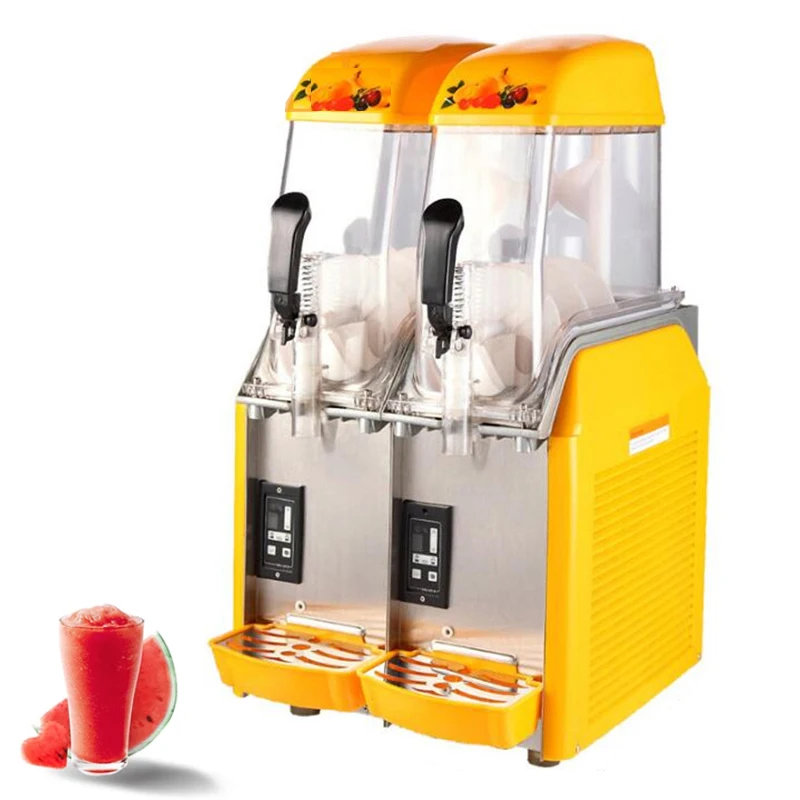 Double Tank Slush Machine Ice Slusher Snow Melting Machine Smoothies Granita Machine Commercial Cold Drink Maker