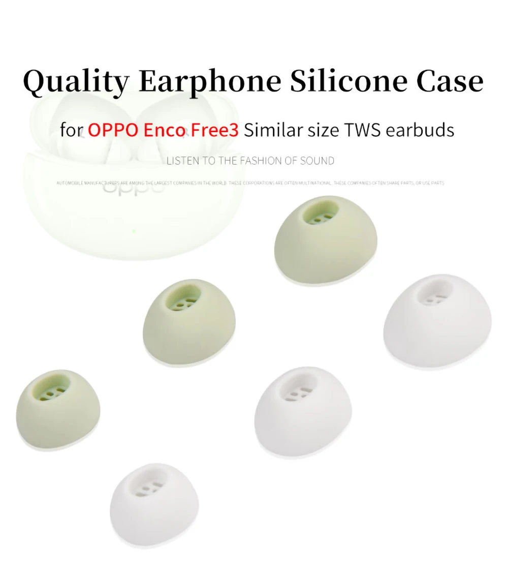 6Pcs Silicone Ear Tips for OPPO Enco Free3 TWS Earbuds Eartips Enco Free 3 Ture Wireless Earphone Tips