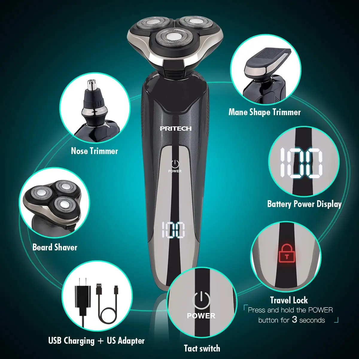 pritech masculino barbeador eletrico aparador de pelos 01